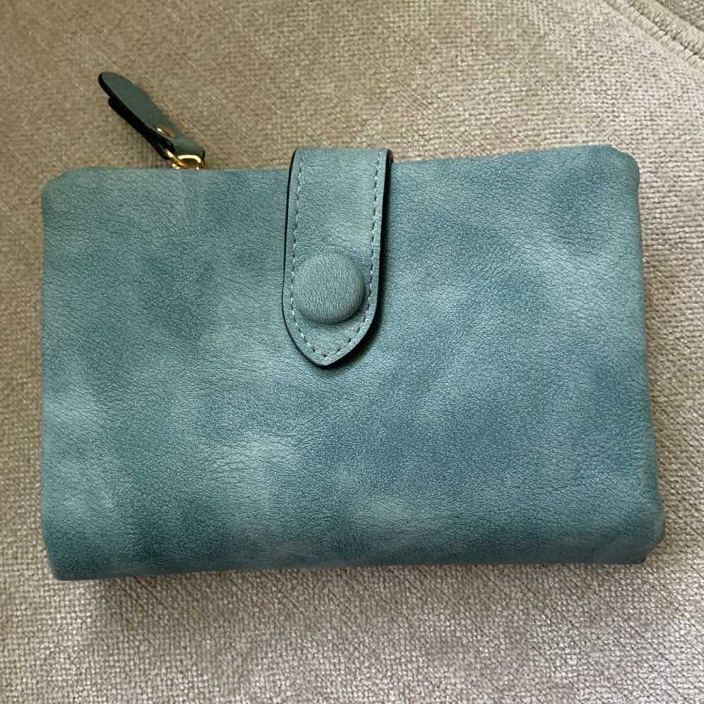Suede-Style Teal Women's Wallet with Snap Closure